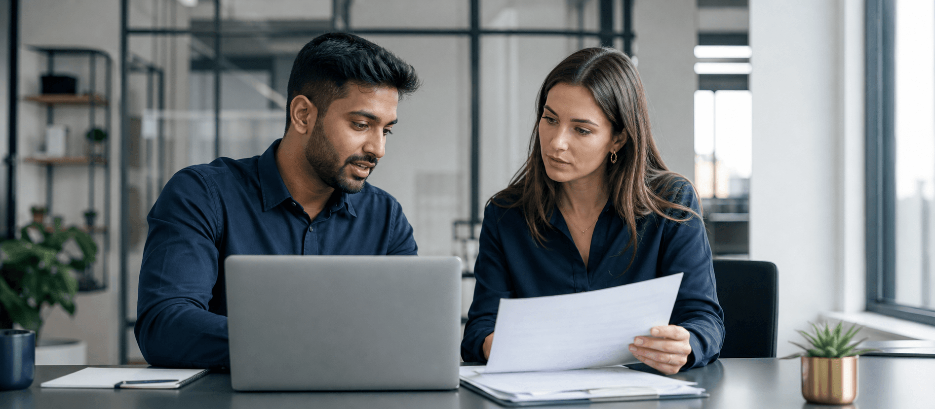 An adviser and business owner discussing financial options